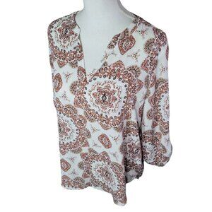 Maurices Sheer Floral Shirt Blouse Long Sleeve Womens Large Lightweight